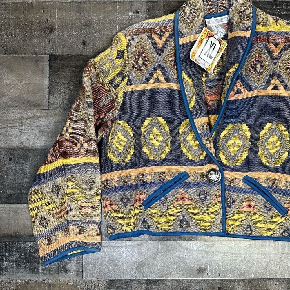 Dress Barn Women’s XL Vintage Southwestern Tribal Blazer Woven Bolero Jacket NWT - Picture 3 of 11